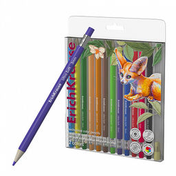 Цена за 12 шт. Цветные карандаши механические ErichKrause Safari шестигранные, грифель 3 мм, 12 цветов с точилкой (в ПЭТ-боксе с европодвесом 12 шт)