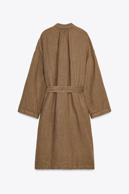 100% LINEN LONG OVERSHIRT ZW COLLECTION - Zara фото 3