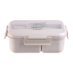 Ланч бокс в школу Доляна, с приборами, пшеничная солома, 1.1 л, 21.5×15×7.6 см, зелёный