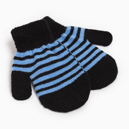 Цена за 2 шт. Варежки детские однослойные MINAKU, цвет черный, синий, размер 13-14 см