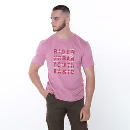 Футболка мужская, цвет розовый, размер 46