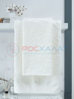 Махровое полотенце жаккардовое Шиповник молочный ПМА-6591 (253) 70х140