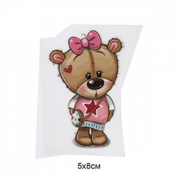 Термотрансфер арт.TBY.1268 Медвежонок с бантиком 5х8см, уп.10шт