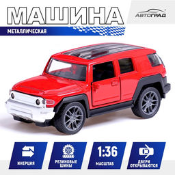 Машина металлическая Джип, 1:36, инерционная, открываются двери, цвет красный