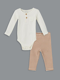 Bisiklet Yaka Uzun Kollu Erkek Bebek ??t??tl? Body ve Tayt 2li Tak?m