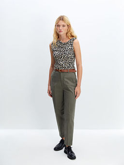 D?k?ml? Yaka Leopar Desenli Kad?n Bluz