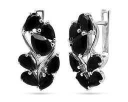 Серьги из серебра сапфир корунд, Брюнетка