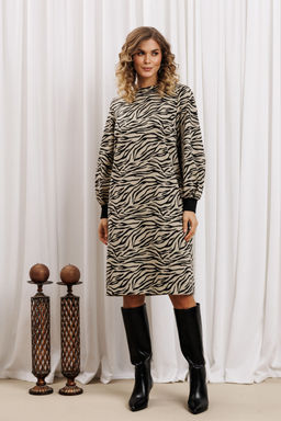 Платье Gizart 7385/1 бежево-черный тигр