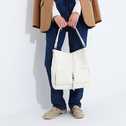 Сумка-тоут на молнии, 3 наружных кармана, цвет белый - Simaland фото 8