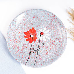 Набор тарелок для блинов Псковский гончар «Ромашка двойная», 7 предметов: 6 шт. d=16 см, 1 шт. d=24 см, серый