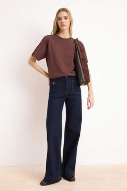TRENDYOLMILLA Ekru %100 Pamuk Premium Oversize/Genis Kal?p Bisiklet Yaka Orme T-Shirt TWOSS23TS00040  фото 80