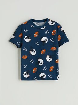 Bisiklet Yaka Bask?l? Erkek ?ocuk Ti??rt 2li