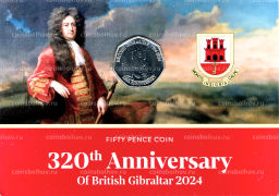 50 пенсов 2024 года Гибралтар 320 лет захвату Гибралтара (в блистере)