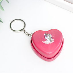Цена за 12 шт. Мини-шкатулка брелок на кольце «Сердце. Малыш единорожка», металл, 2.2×4.8×4.8 см, МИКС
