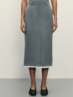 Юбка миди с контрастной деталью по низу / Zarina  фото 2