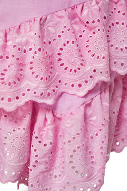 TRENDYOLMILLA Plaj Giyim Briddal Beyaz Mini Dokuma Brode Detayl? Flaml? Pamuk Plaj Etek TBESS24ET00004 фото 25