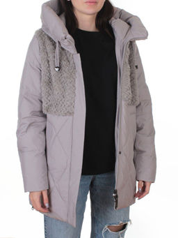 M-8800 GRAY/BEIGE Куртка зимняя стеганная женская (150 гр. холлофайбер)