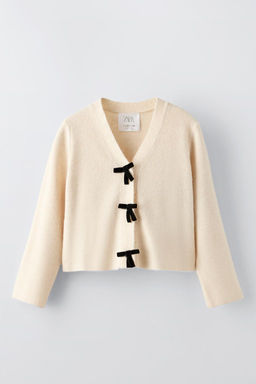 KNIT CARDIGAN WITH BOWS