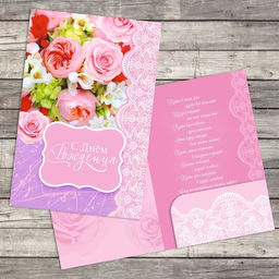 Цена за 10 шт. Открытка поздравительная Нежное кружево, 19 х 29 см