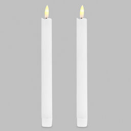 Свеча столовая, восковая, светодиодная на батарейках "Столовая" д2,2см h22,3(25)см, свет теплый, с мерцанием, цвет белый, питание от 2-х батареек ААА (в комплект не входят), 2 штуки в ПВХ коробке (Китай)