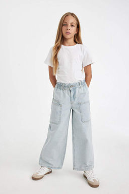 Широкие джинсовые брюки для девочек - Defacto фото 3