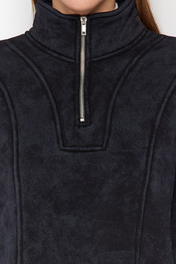 TRENDYOLMILLA Antrasit Eskitme/Soluk Efektli Rahat Kesim Crop Kal?n Ici Polarl? Orme Sweatshirt TWOAW24SW00243 фото 4