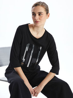 Bisiklet Yaka Pul ??lemeli Kad?n Bluz