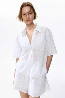 Oversized broderie anglaise shirt - H&m фото 5