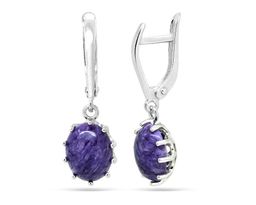 Серьги из серебра чароит, СПН4161