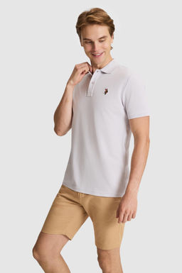 Erkek A__k Gri Regular Fit Polo Yaka Basic Ti__rt