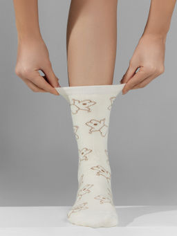 Цена за 5 пар! Носки женские кремовые с узором в виде медвежат молочный 375K-2546 - Mark formelle фото 4