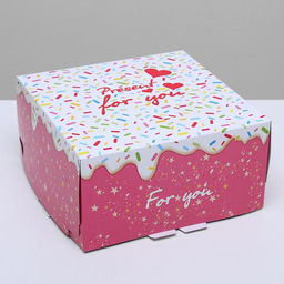 Цена за 5 шт. Кондитерская упаковка, короб, Для тебя, 24 х 24 х 12 см, 1,5 кг