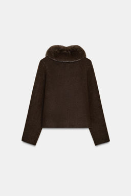 CARDIGAN WITH FAUX FUR COLLAR - Zara фото 6