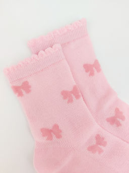 Детские носки 6-8 лет 19-22 см Розовое, Сеточка Mono Бантики - Krumpy фото 2