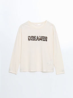 Bisiklet Yaka Bask?l? Kad?n Pijama ?st?