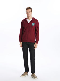 Uzun Kollu Bask?l? Erkek Hoodie