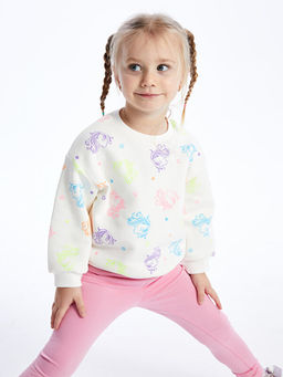 Bisiklet Yaka Uzun Kollu Bask?l? K?z Bebek Sweatshirt