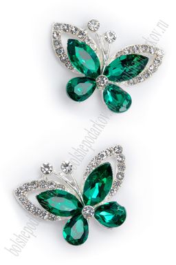 Серединка ювелирная "Бабочка" (2 шт) SF-7044, изумрудный №14