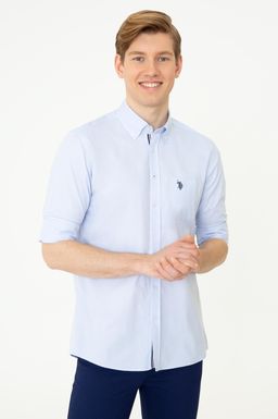U. S. Polo Assn Мужская голубая рубашка с длинным рукавом