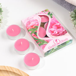 Набор свечей ароматических чайных «Пион», 3.8×1.6 см, 3.5 ч, 12 г, 6 шт.