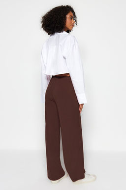 Kahverengi Wide Leg/Rahat Kesim Yuksek Bel Esnek Pantolon TWOSS23PL00129