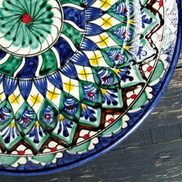 Тарелка узбекская Риштанская Керамика «Цветы», d=23 см, синяя