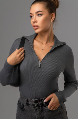 Женский джемпер в рубчик с воротником на молнии Happyfox - Happy fox фото 10