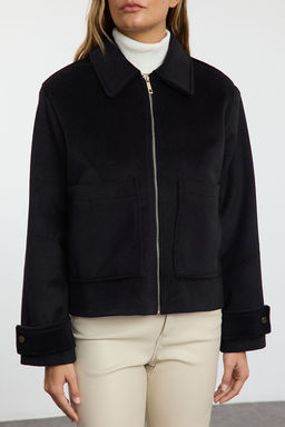 Siyah Oversize Kal?p Kase Ince Ceket Mont TWOAW25MO00084