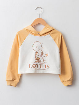 Kap??onlu Snoopy Bask?l? Uzun Kollu K?z ?ocuk Sweatshirt