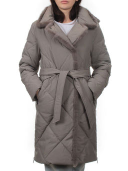 309 GRAY Пальто зимнее стеганое женское (200 гр. холлофайбер, натуральная норка)
