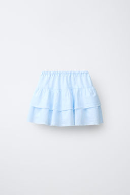 FALDA VOLANTES CON LINO Y ALGOD?N / Azul / Blanco - Zara фото 2