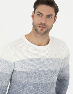 Koyu Mavi Slim Fit Bisiklet Yaka Triko Kazak - Pierre cardin фото 2
