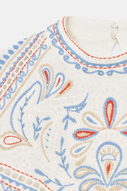 BLUSA BORDADOS MANGA CORTA / Crudo - Zara фото 7