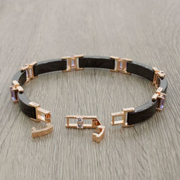 Браслет Лилу из черной керамики с Александритом покрытие под золото - Agat77 фото 2